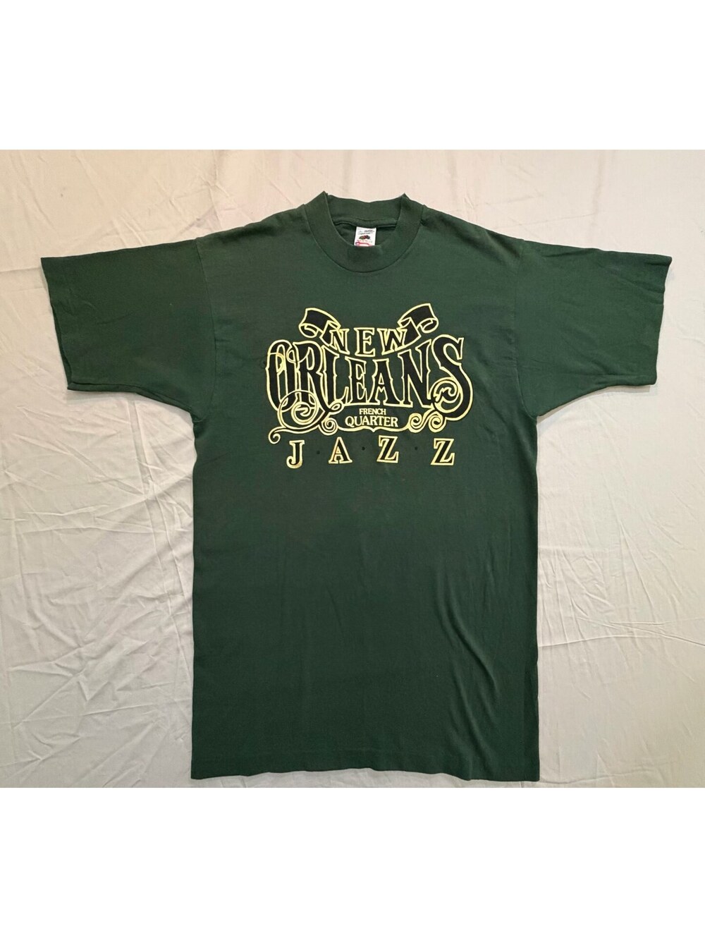 Vintage New Orleans French Quarter Jazz T Shirt Men’s L Green Fruit of Loom